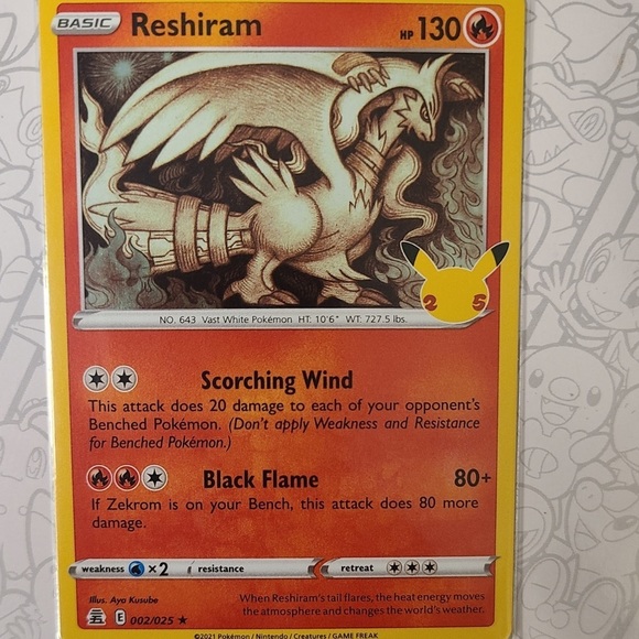 Reshiram 002/025 25th Anniversary Celebration Pokemon TCG - Picture 1 of 1